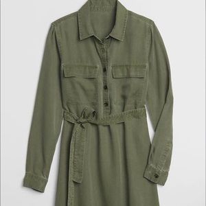 Army green utility shirt dress